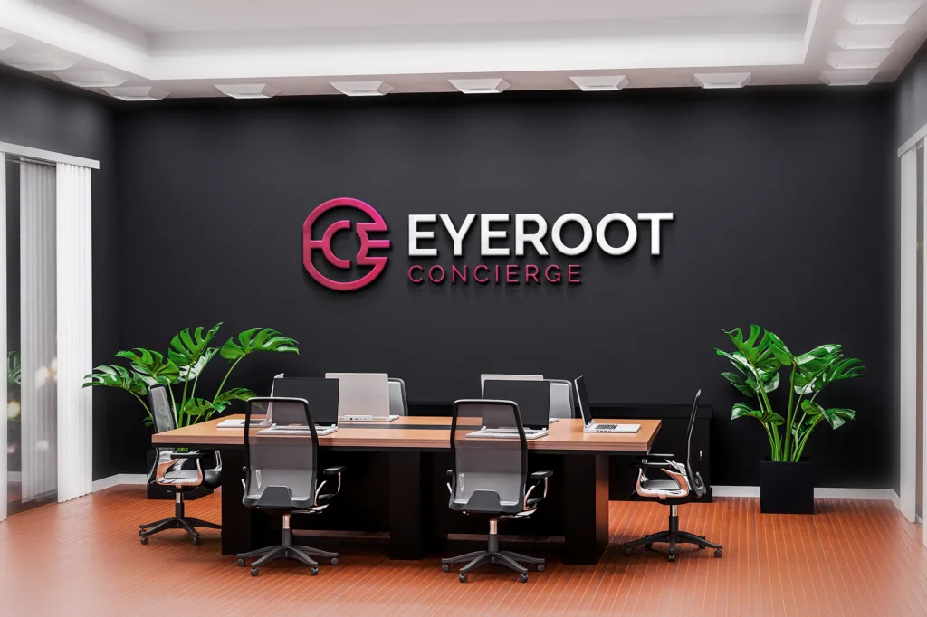 Brand identity and branding design of EYEROOT CONCIERGE
