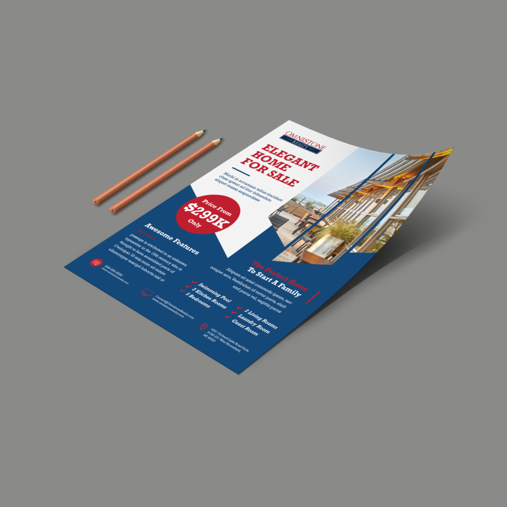Flyer design , leaflet design for a real estate brokrage service