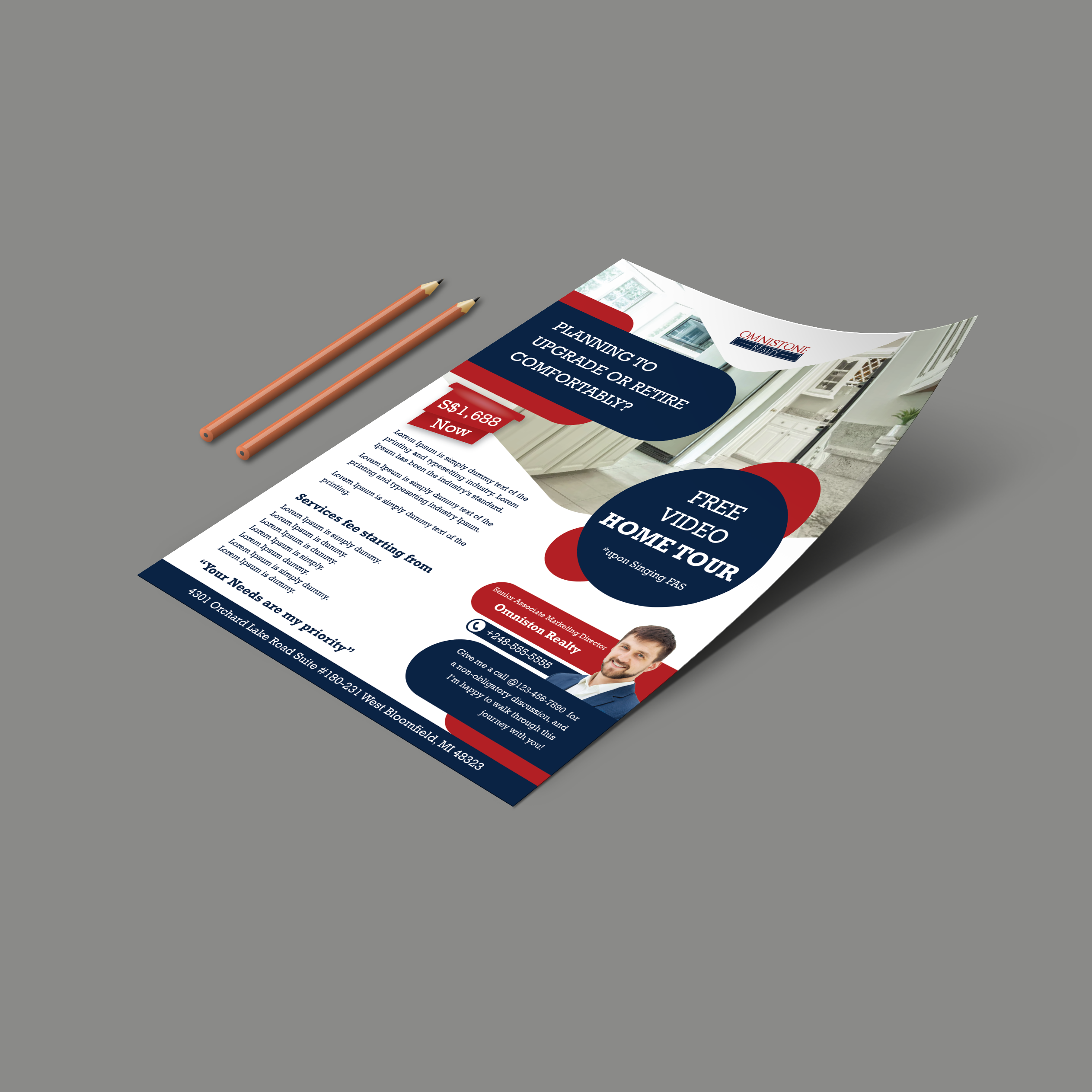 Flyer design , leaflet design for a real estate brokrage service