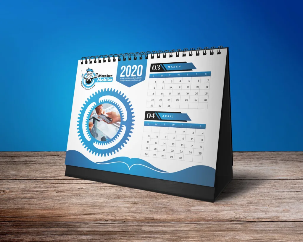 Master Moble Branded Desk Calendar Design. Branding design