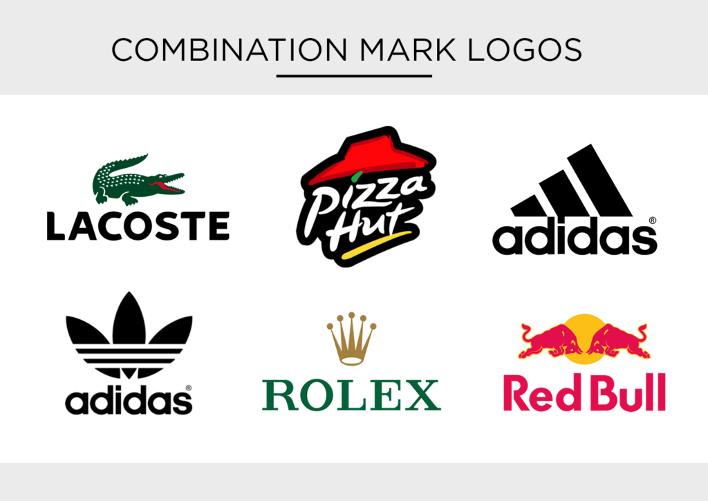 Types of Logos What Works Best in Today's Market

Combination mark logo design, pizzahut, adidas, rolex, redbul